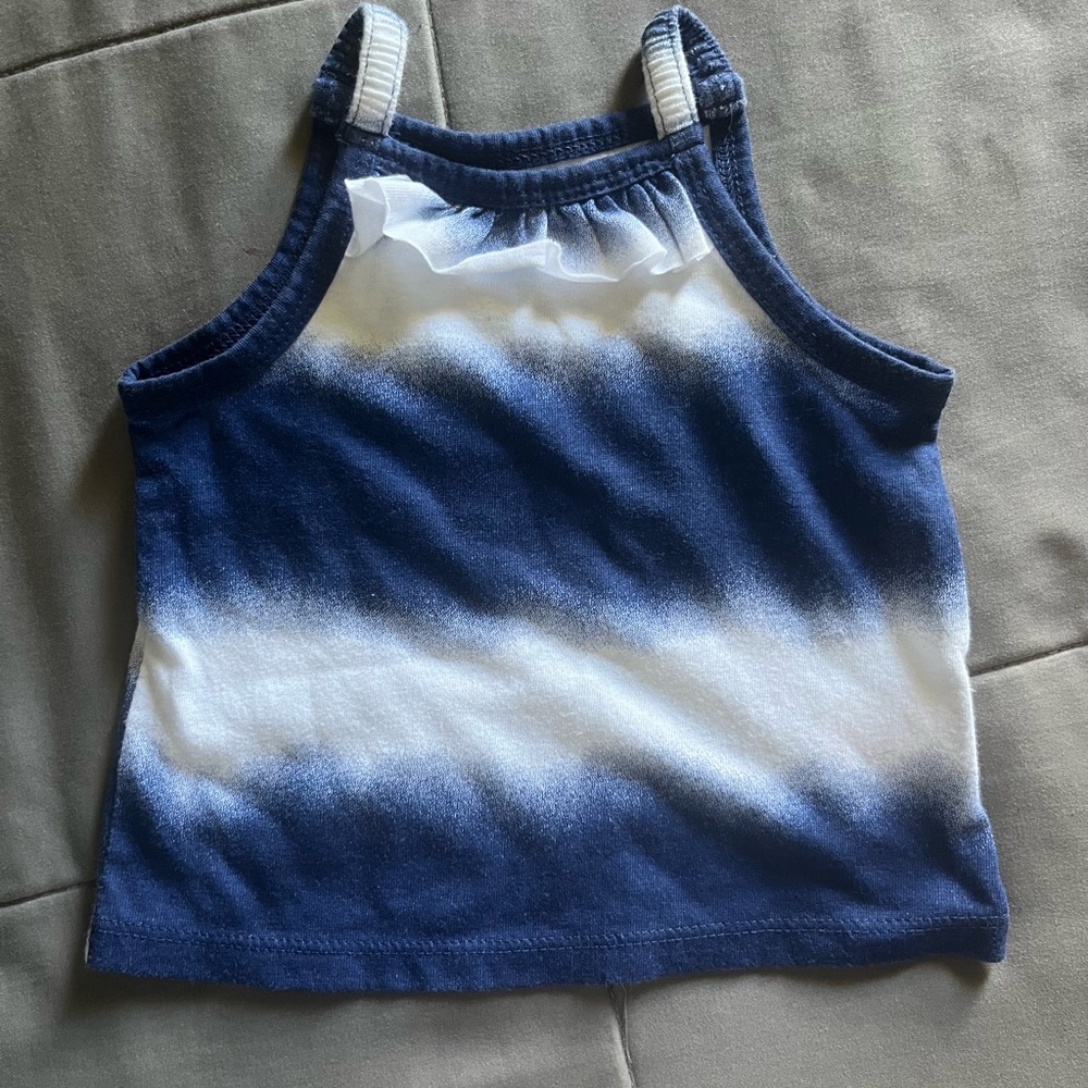 Okie Dokie Blue and White Athletic Tank Tops